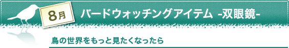 8月　バードウォッチングアイテム -双眼鏡-　鳥の世界をもっと見たくなったら